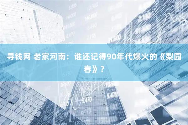 寻钱网 老家河南：谁还记得90年代爆火的《梨园春》？